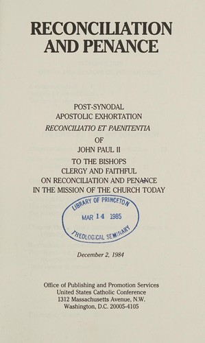 Cover for Reconciliatio Et Paenitentia